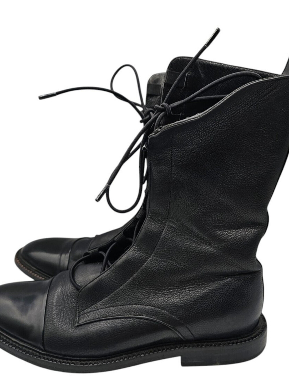Inch2 black leather lace-up brogue combat boots Womens Sz 39 (US 8-8.5)